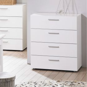 Contemporary Style White 4-Drawer Bedroom Storage Chest