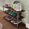 Dark Cherry 3-Shelf Modern Shoe Rack - Holds up to 12 Pair