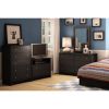 Black 6 Drawer Bedroom Dresser, Nickle Metal Knobs Handles