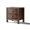 Farmhouse Style Solid Pine Wood 2-drawer Nightstand in Walnut