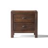 Farmhouse Style Solid Pine Wood 2-drawer Nightstand in Walnut