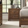 Farmhouse Style Solid Pine Wood 2-drawer Nightstand in Walnut