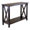 Cappuccino Brown Wood Console Sofa Table with Bottom Shelf