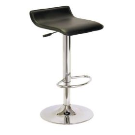 Contemporary ABS Air-Lift Swivel Bar Stool, Black Faux Leather