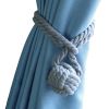 Grey Knitting Cotton Knot Tassel Buckle Cord Tie Backs, 2 Pcs