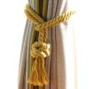 Yellow Cotton Rope Round Knot Curtain Tiebacks, 2 Pcs