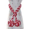 Red & White Knitting Cotton Knot Tassel Buckle Tieback , 2 Pc