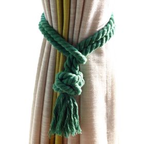 Green Cotton Rope Round Knot Curtain Tiebacks, 2 Pcs