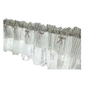 Grey Grid Kitchen Lace Half Curtain 59x15