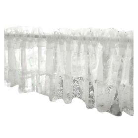 White Lace Short Curtain Flower Gauze Tier,59x15 inch