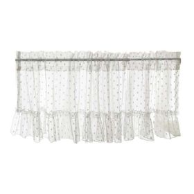 White Gauze Lace Short Curtain Polka Dot ,59x15 inch