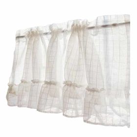 Grid Translucent Short Kitchen Curtain Tier Gauze 57" x 23.6"