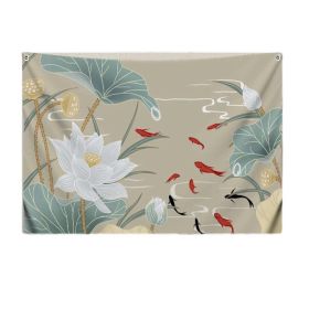 Chinese Lotus Carp Tapestry 39x51 inch