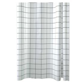 White Checkered PEVA Bathroom Shower Curtain Waterproof