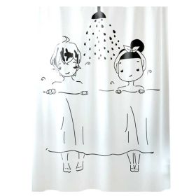 White Couples PEVA Waterproof Shower Curtain ,71x71