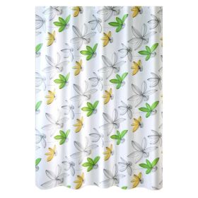 Yellow Green Flower PEVA  Waterproof Shower Curtain 71x71in