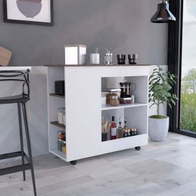 Arizona Kitchen Cart; Two Shelves; Three Storage Shelves