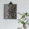 Large Vintage Black Rectangular Wall Clock with White Numeral