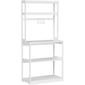 White Bamboo Microwave Stand, Bakers Racks ,Storage, 5 Tier