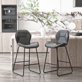 Gray, Leather Bar Counter Chair w/ High-Density Sponge, 2