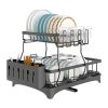 Dish Drying 2-Tier with Drainboard, Utensil Holder, & Cup Rack