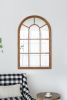 Brown Frame Arched Mirror with Architecture Style, 34"x54.3"