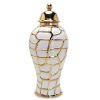 Regal White and Gold Ceramic Decorative Ginger Jar, 7" x 16"