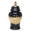 Regal Black Gilded Ginger Jar with Removable Lid, 9.8" x 18.9"