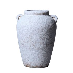 Grey Artisan Ceramic Stone Vase 7"D x 10.5"H