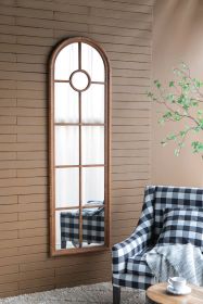 Solid Fir Wood Half-Round Mirror, Classic Window Look 24"x79"