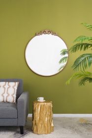 Gold Round Mirror, with Metal Frame, Wall Mounted, 36" x 39"