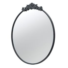 Black Round Mirror, with Metal Frame, Wall Mounted, 36" x 39"