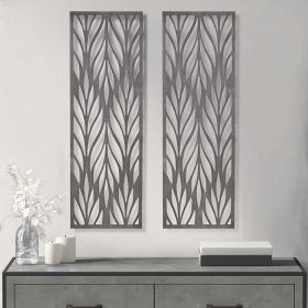 Grey Laser Cut Wood 2 pc Panel Wall Decor Set 36" x 12"