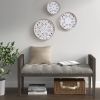 Distressed White Floral Medallion 3-piece Carved Wood Decor