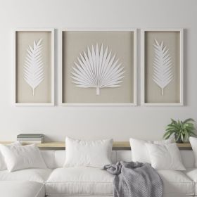 Framed Rice Paper Palm Leaves 3pc Shadowbox Decor Set