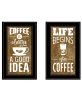 Black frame "Life Begins & Ends With Coffee" 2 pc by Marla Rae