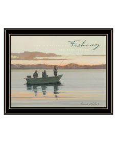 Black Framed "Fishing" by Bonnie Mohr, Ready to Hang