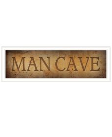 White Frame "Man Cave" by Artisan John Jones, Ready to Hang