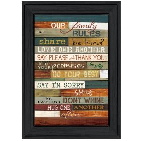 Black Framed "Our Family Rules" By Marla Rae, Ready to Hang