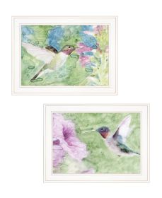 White Frame "Humming Bird 1 & 2" 2 pc by Stellar Design Studio