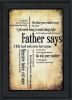 Black Framed "Father Says" by Susan Ball, Ready to Hang