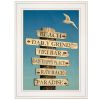 White Framed "Beach Directional" by Graffitee Studios