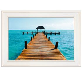 White Framed "Pier" by John Jones, Ready to Hang