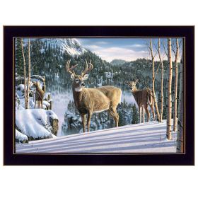 Black Frame "Morning View Deer" by Kim Norlien, Ready to hang