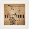 White Framed "Music" by Robin-Lee Vieira, Ready to Hang