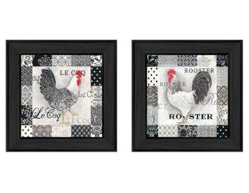 Black Framed "Rooster I Collection" 2 pc By Deb Strain