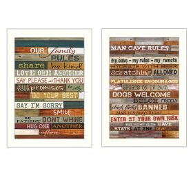 White "Family and Man Cave Rules Collection" By Marla Rae