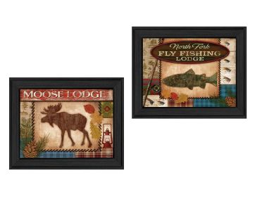 Black Framed "Lodge I Collection" 2 pc Vignette By Mollie B.