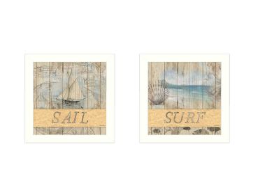 White Framed "Sail/Surf Collection" 2 pc Vignette By Dee Dee