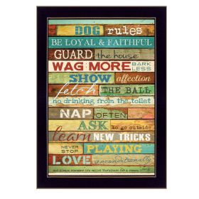 Black Frame "Dog Rules" By Marla Rae